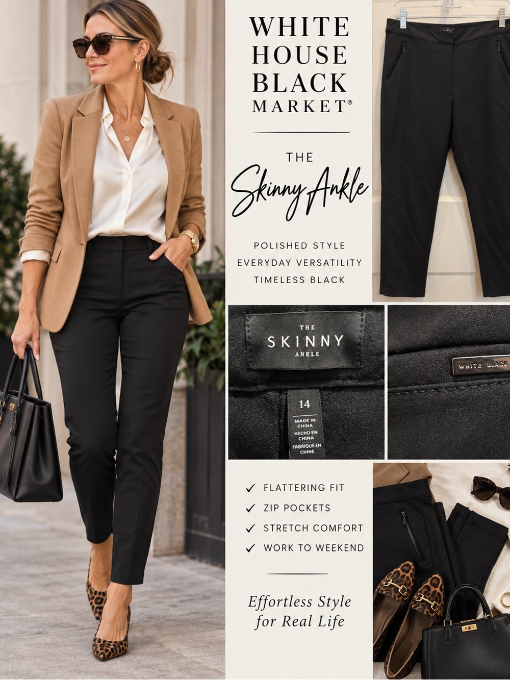 White House Black Market Black Skinny Ankle Pants - Sleek Work-to-Weekend